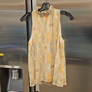 💕VERONICA M💕 Mock Neck Sleeveless Blouse ~ Multi-Color Print Medium M NWOT
